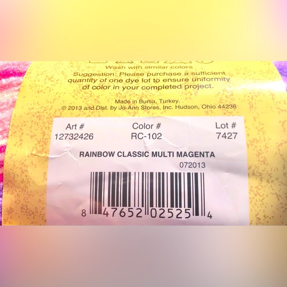 Sensations Rainbow Classic Multi Magenta Yarn RC-102 Pink Purple White - NEW - Picture 2 of 3